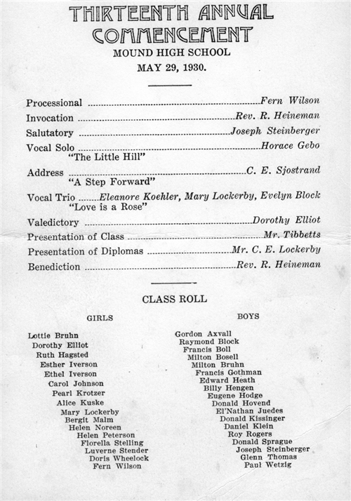 1930 commencement program 